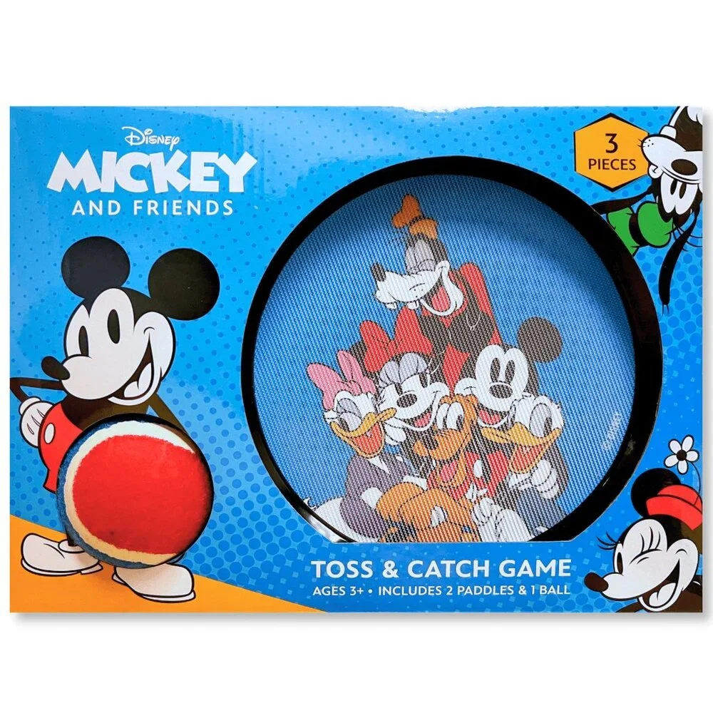 Disney Mickey Mouse Toss and Catch Paddle Game Set Indoor Outdoor Toy NIB